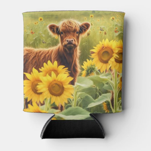 Highland Calf in Sunflores Niedlich Dosenkühler (Vorderseite)