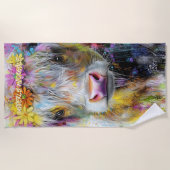 Highland Calf Lebende farbige Blume Strandtuch (Vorderseite)