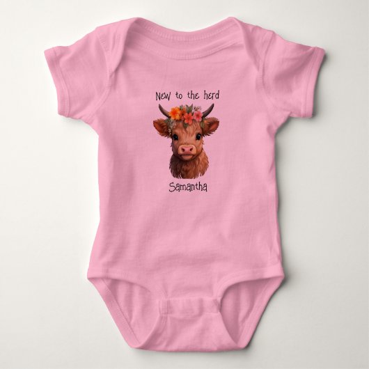 Highland Calf Personalisiert Baby Bodysuit Baby Strampler (Vorderseite)