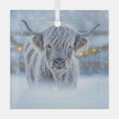 Highland Calif in the Snow Country Cute Ornament Aus Glas (Vorderseite)