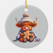 Highland Cattle Christmas Baby Keramik Ornament (Hinten)