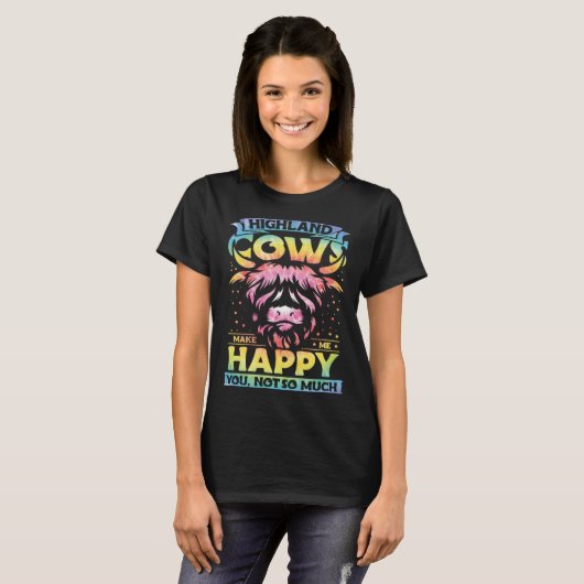 Highland Cattle Cute Highland Cows Make Me Happy f T-Shirt (Vorne ganz)