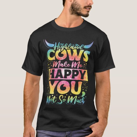 Highland Cattle Cute Highland Cows Make Me Happy f T-Shirt (Vorderseite)