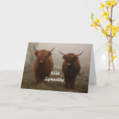 Highland Cattle Fog Foto Beileid Karte (Gelbe Blume)