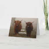 Highland Cattle Fog Foto Beileid Karte (Vorderseite)