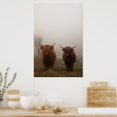 Highland Cattle Fog Photo Poster (Küche)