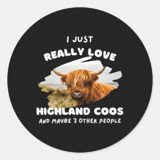 Highland Cattle Hairy Scottish Cows Schotten Coo L Runder Aufkleber