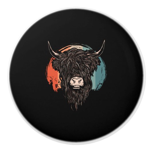 Highland Cattle Keramikknauf (Vorderseite)