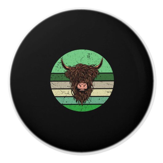 Highland Cattle Keramikknauf (Vorderseite)