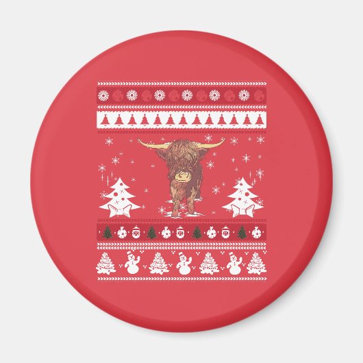 Highland Cattle Ugly Christmas Magnet (Vorne)