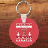 Highland Cattle Ugly Christmas Schlüsselanhänger (Vorderseite)