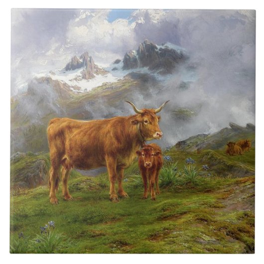 Highland Cattle (von Rosa Bonheur) Fliese (Vorderseite)
