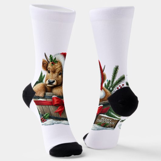 Highland Christmas Kuh Socks Socken (Gewinkelt)