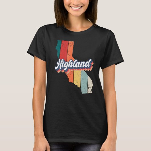 Highland City Retro Vintages Heimat Kalifornien T-Shirt (Vorderseite)