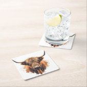 Highland Coo Coaster Rechteckiger Pappuntersetzer (Vor Ort)
