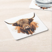 Highland Coo Coaster Rechteckiger Pappuntersetzer (angewinkelt)