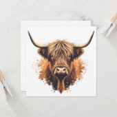 Highland Coo Greeting Card -  Karte (Vorderseite/Rückseite Beispiel)