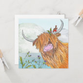 Highland Coo und Rotwein Weihnachtskarte Karte (Vorderseite/Rückseite Beispiel)