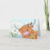 Highland Coo und Rotwein Weihnachtskarte Karte (Vorderseite)
