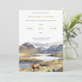 Highland Coo Watercolor Invitation Einladung (Stehend Vorderseite)