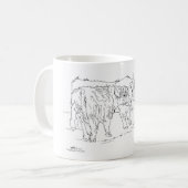 Highland "Coos" mit Scottie Dogs Coffee Tasse (Vorderseite Links)