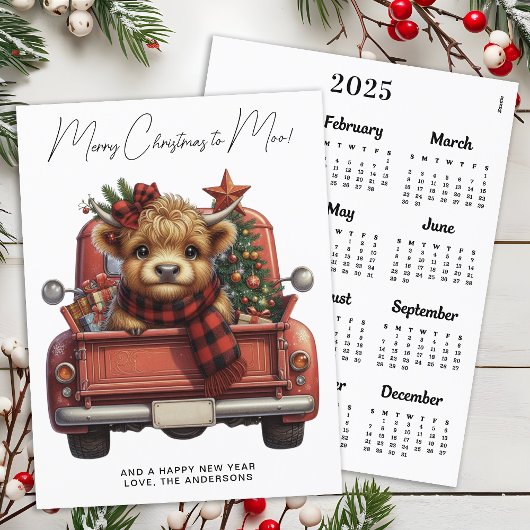 Highland Cow 2025 Kalender Truck Weihnachtskarte Postkarte