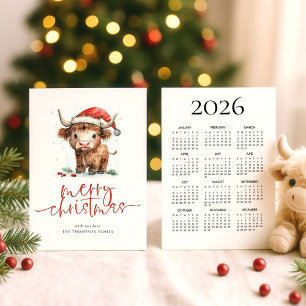 Highland Cow 2026 Kalender Frohe Weihnachten
