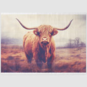 Highland Cow 3 in Foggy Landscape Decoupage Paper Seidenpapier (Vorderseite)
