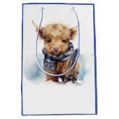 Highland Cow-abunga Geschenktasche - weiß/blau Mittlere Geschenktüte (Vorderseite)