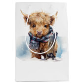 Highland Cow-abunga Gift Bag - Weiß Mittlere Geschenktüte (Vorderseite)