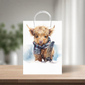 Highland Cow-abunga Gift Bag - Weiß Mittlere Geschenktüte