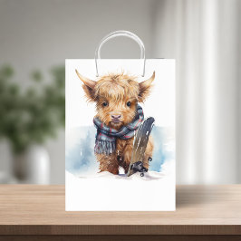 Highland Cow-abunga Gift Bag - Weiß Mittlere Geschenktüte