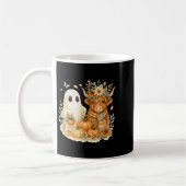 Highland Cow &amp; Ghost Pumpkin Patch Watercolor  Kaffeetasse (Links)