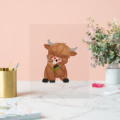 Highland Cow and Dandelion Puff Classic T - Shirt Acrylschild (Hochzeit)