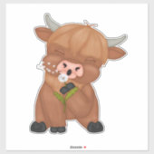 Highland Cow and Dandelion Puff Classic T - Shirt Aufkleber (Blatt)