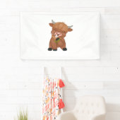 Highland Cow and Dandelion Puff Classic T - Shirt Banner (Insitu)