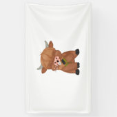 Highland Cow and Dandelion Puff Classic T - Shirt Banner (Vertikal)