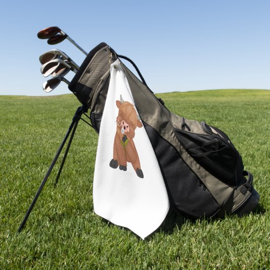 Highland Cow and Dandelion Puff Classic T - Shirt Golfhandtuch (Gras)