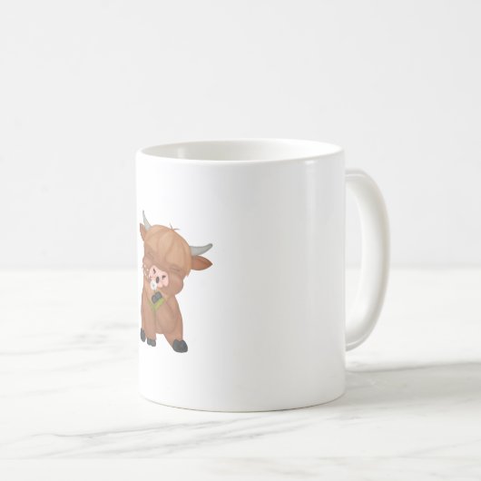 Highland Cow and Dandelion Puff Classic T - Shirt Kaffeetasse (VorderseiteRechts)