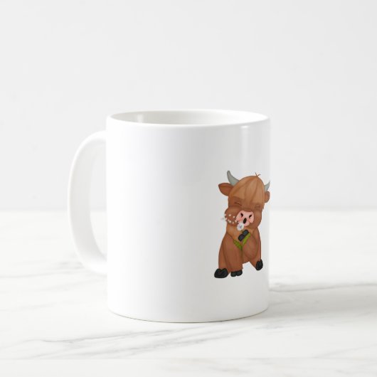 Highland Cow and Dandelion Puff Classic T - Shirt Kaffeetasse (Vorderseite Links)