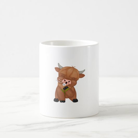 Highland Cow and Dandelion Puff Classic T - Shirt Kaffeetasse (Mittel)