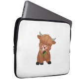 Highland Cow and Dandelion Puff Classic T - Shirt Laptopschutzhülle (Vorne Rechts)