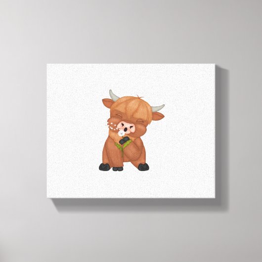 Highland Cow and Dandelion Puff Classic T - Shirt Leinwanddruck (Vorderseite)