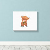 Highland Cow and Dandelion Puff Classic T - Shirt Leinwanddruck (Insitu (Holzboden))