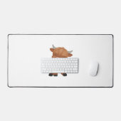 Highland Cow and Dandelion Puff Classic T - Shirt Schreibtischunterlage (Tastatur & Maus)