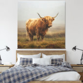 Highland Cow auf DAWN Leinwanddruck (Insitu (Schlafzimmer))