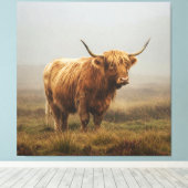 Highland Cow auf DAWN Leinwanddruck (Insitu (Holzboden))