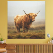 Highland Cow auf DAWN Leinwanddruck (Insitu (Wohnzimmer))