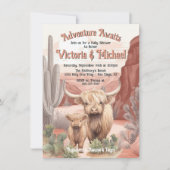 Highland Cow Baby and Mommy Baby Shower Wüste Einladung (Vorderseite)