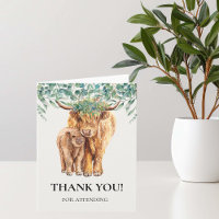 Highland Cow Baby Dusche Danke Eucalyptus